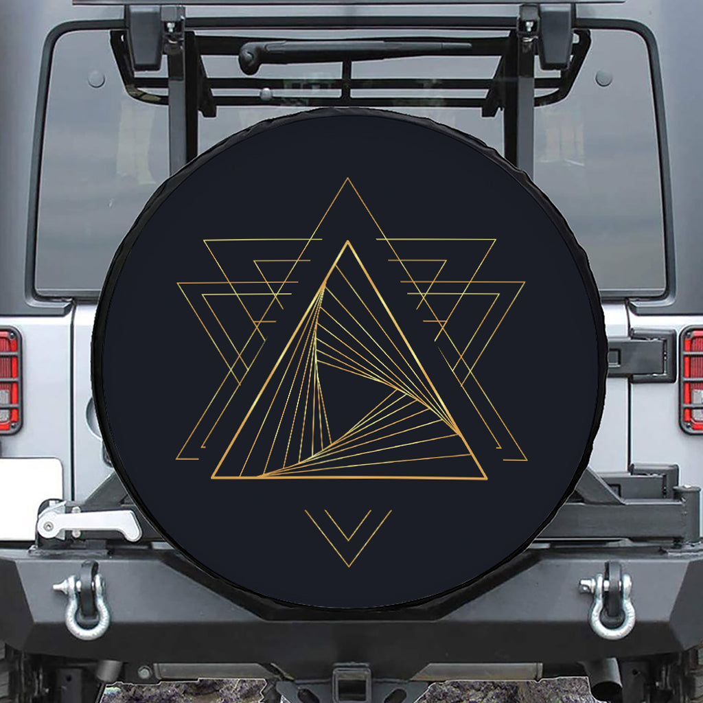 Golden Pyramid Print Leather Spare Tire Cover