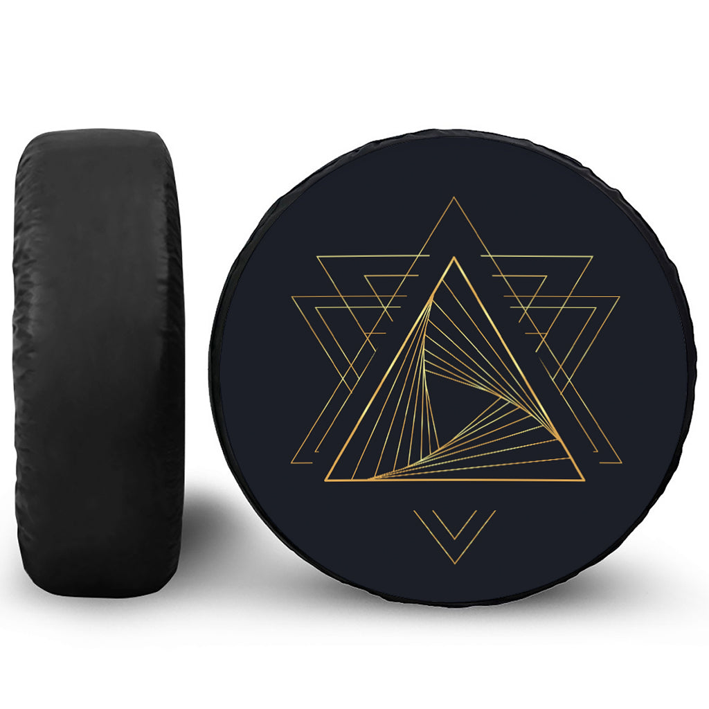 Golden Pyramid Print Leather Spare Tire Cover