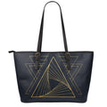 Golden Pyramid Print Leather Tote Bag With Zipper