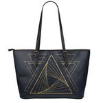 Golden Pyramid Print Leather Tote Bag