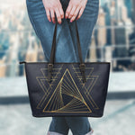 Golden Pyramid Print Leather Tote Bag
