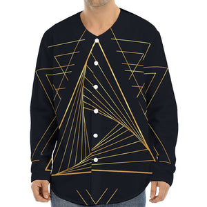 Golden Pyramid Print Long Sleeve Baseball Jersey