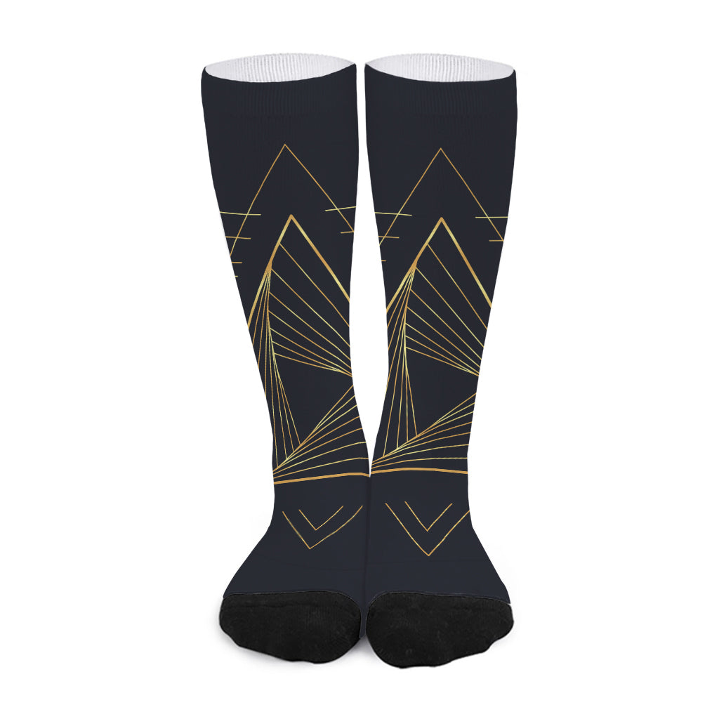 Golden Pyramid Print Long Socks