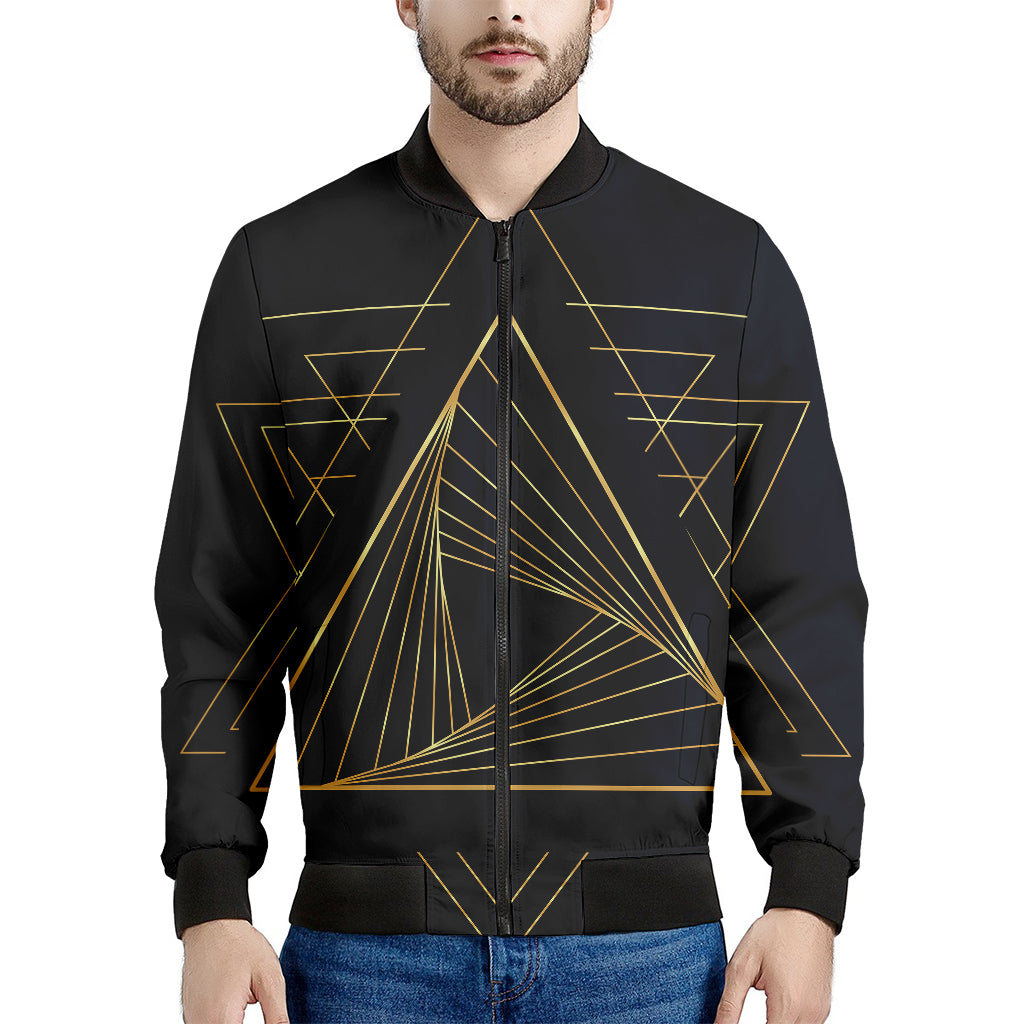 Golden Pyramid Print Men's Bomber Jacket