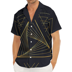 Golden Pyramid Print Men's Deep V-Neck Shirt