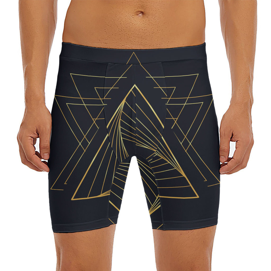 Golden Pyramid Print Men's Long Boxer Briefs