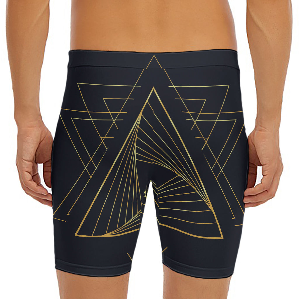 Golden Pyramid Print Men's Long Boxer Briefs