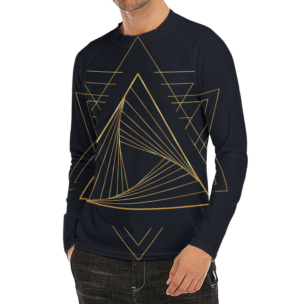 Golden Pyramid Print Men's Long Sleeve Rash Guard