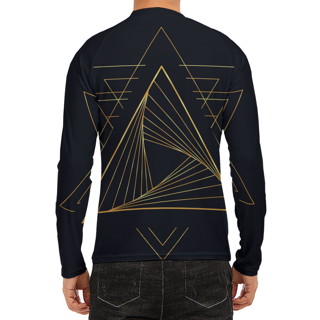 Golden Pyramid Print Men's Long Sleeve Rash Guard