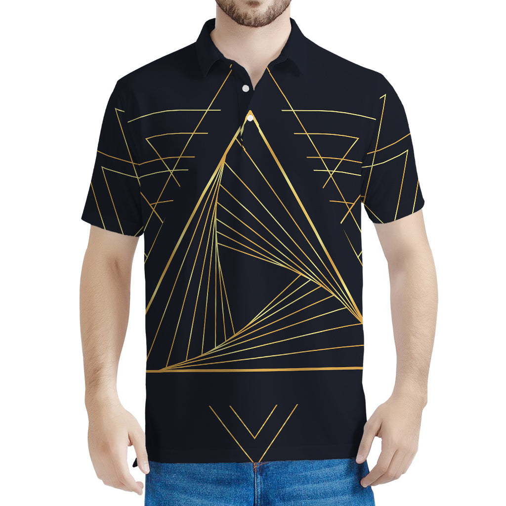 Golden Pyramid Print Men's Polo Shirt
