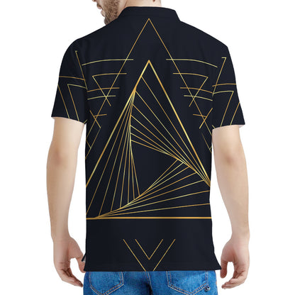 Golden Pyramid Print Men's Polo Shirt