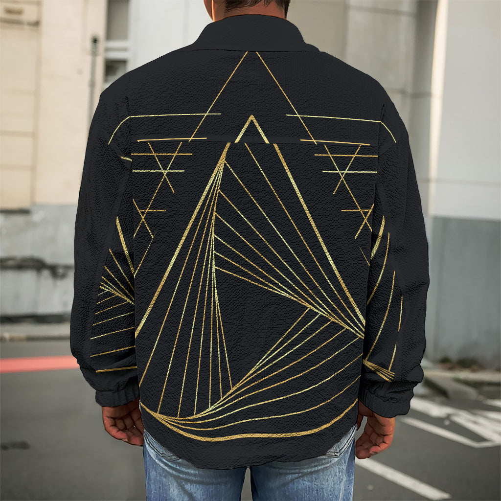 Golden Pyramid Print Men's Shirt Jacket