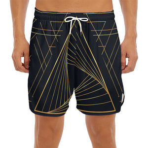 Golden Pyramid Print Men's Split Running Shorts