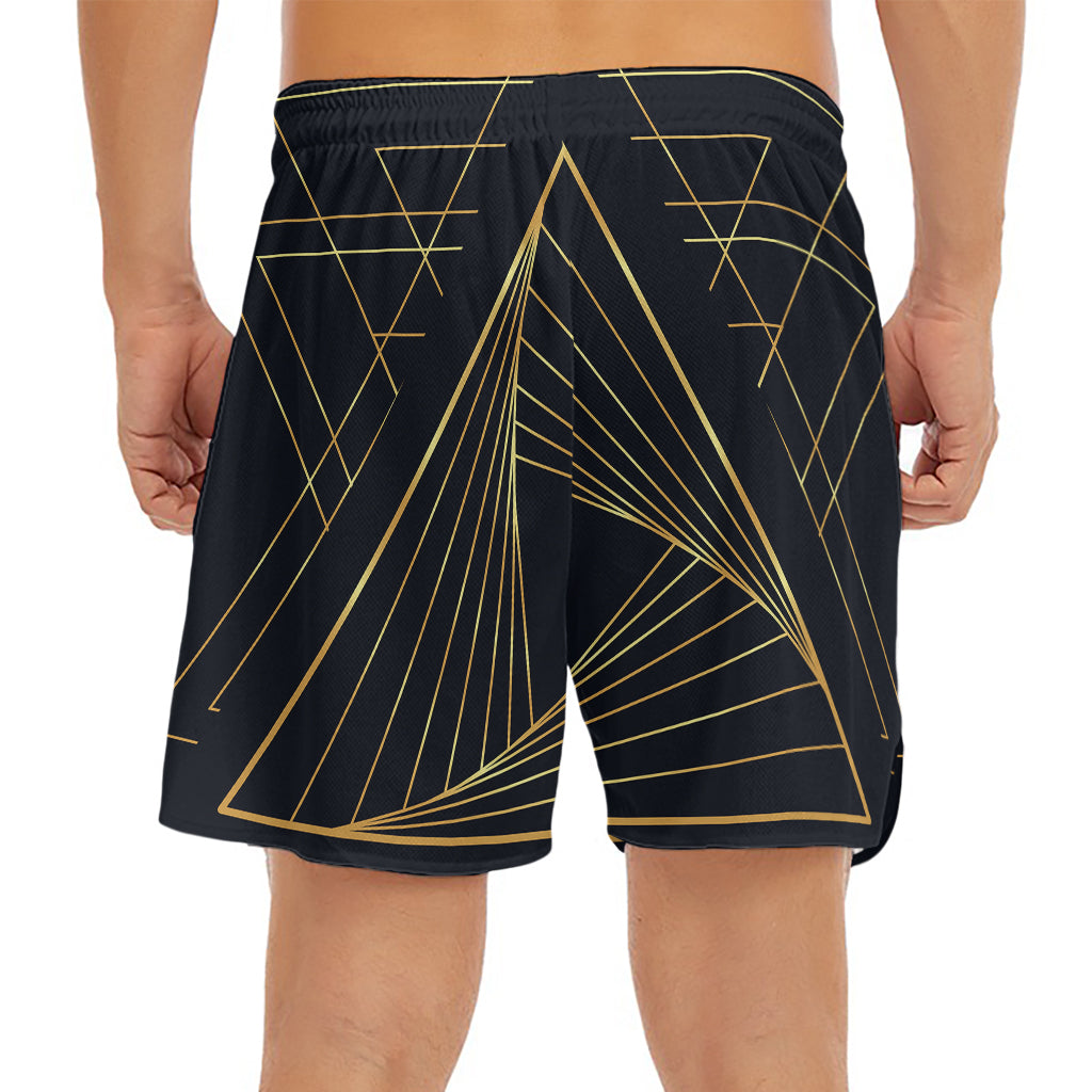 Golden Pyramid Print Men's Split Running Shorts