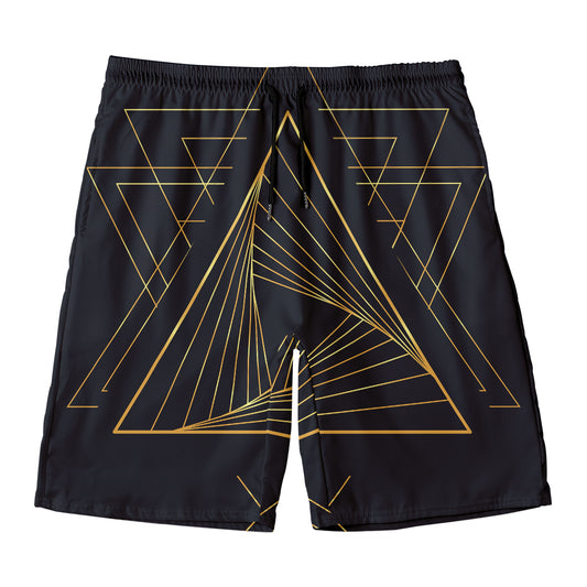 Golden Pyramid Print Men's Swim Trunks
