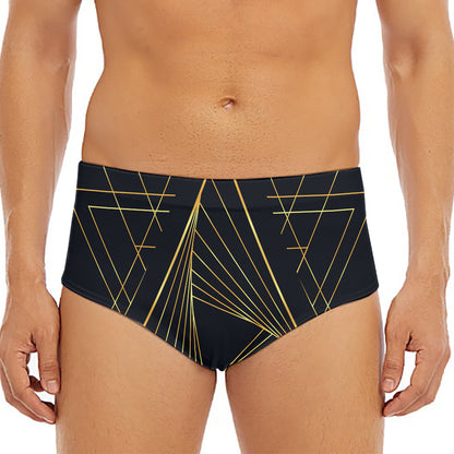 Golden Pyramid Print Men's Triangle Swim Briefs