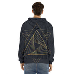 Golden Pyramid Print Men's Velvet Pullover Hoodie
