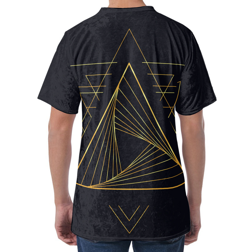 Golden Pyramid Print Men's Velvet T-Shirt