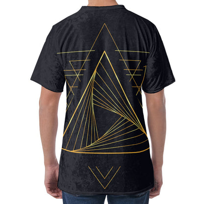 Golden Pyramid Print Men's Velvet T-Shirt