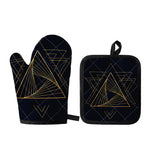 Golden Pyramid Print Oven Mitt And Pot Holder Set