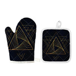 Golden Pyramid Print Oven Mitt And Pot Holder Set