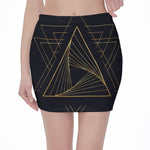 Golden Pyramid Print Pencil Mini Skirt