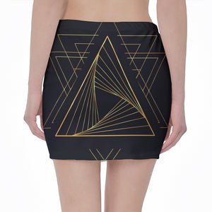 Golden Pyramid Print Pencil Mini Skirt