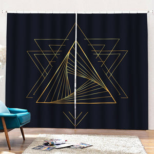 Golden Pyramid Print Pencil Pleat Curtains