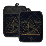 Golden Pyramid Print Pot Holders With Pocket