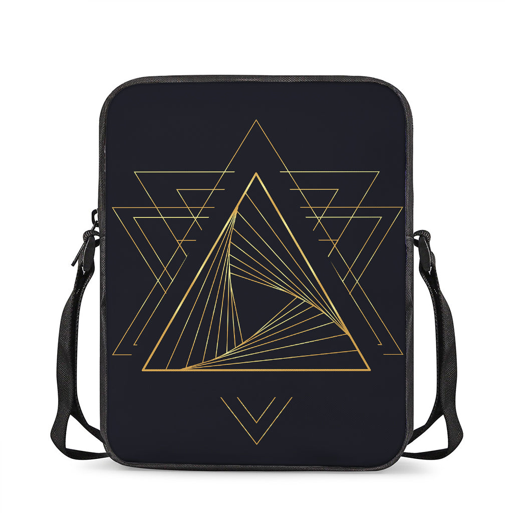 Golden Pyramid Print Rectangular Crossbody Bag