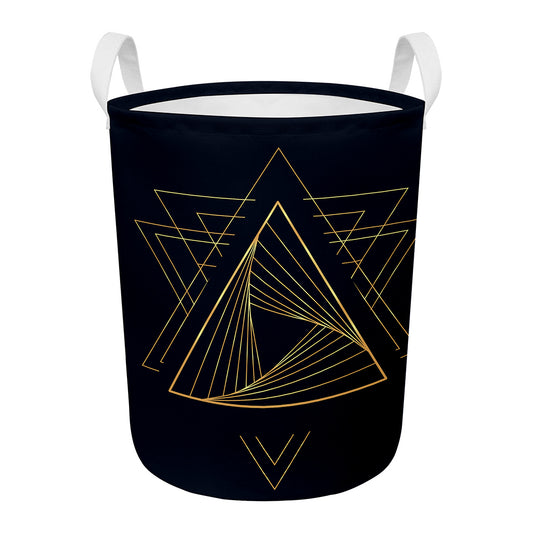 Golden Pyramid Print Round Laundry Basket