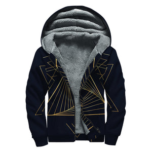 Golden Pyramid Print Sherpa Lined Zip Up Hoodie