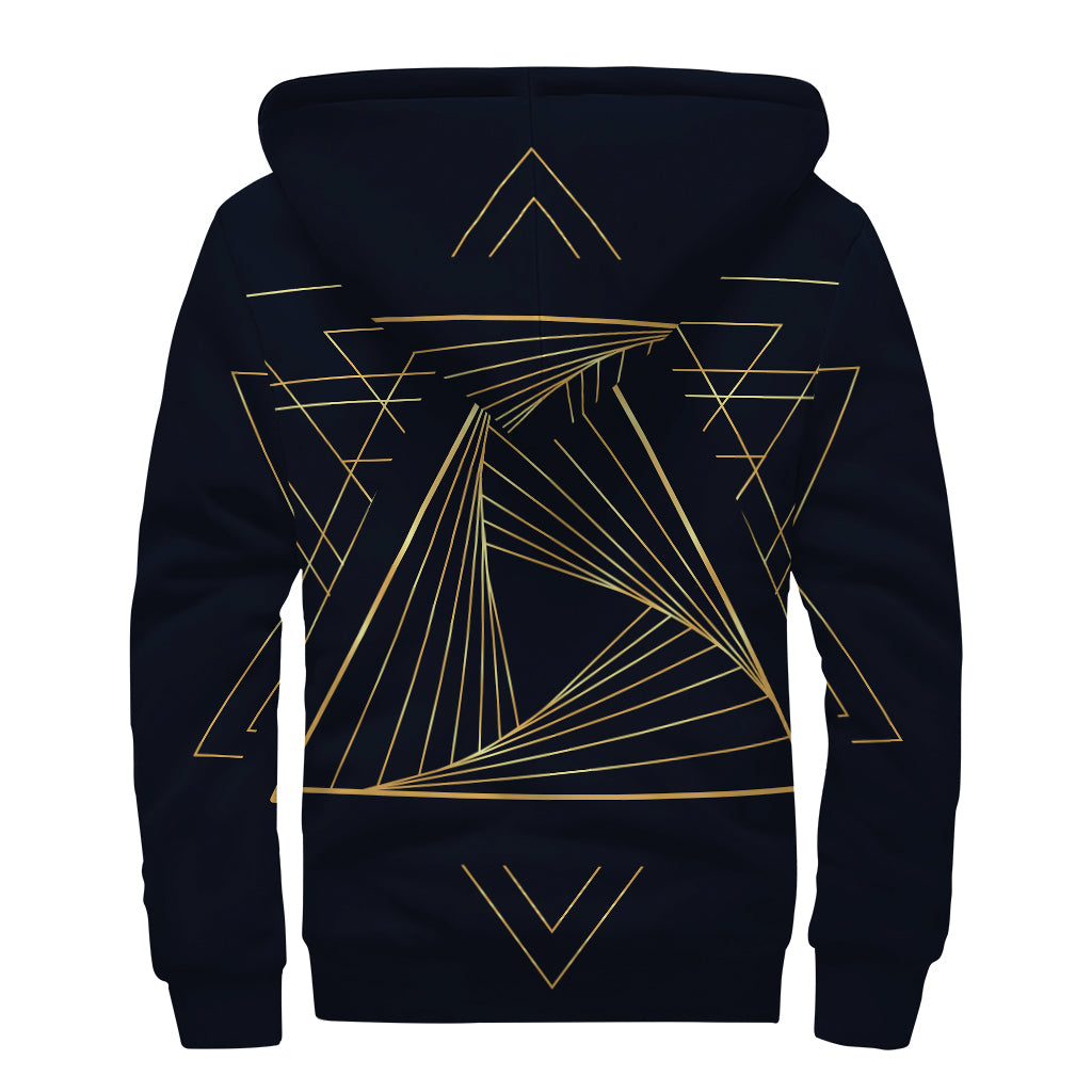 Golden Pyramid Print Sherpa Lined Zip Up Hoodie