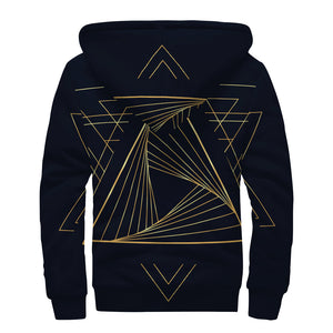 Golden Pyramid Print Sherpa Lined Zip Up Hoodie