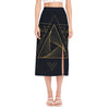 Golden Pyramid Print Side Slit Midi Skirt