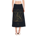 Golden Pyramid Print Side Slit Midi Skirt