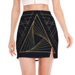 Golden Pyramid Print Side Slit Mini Skirt