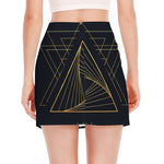 Golden Pyramid Print Side Slit Mini Skirt