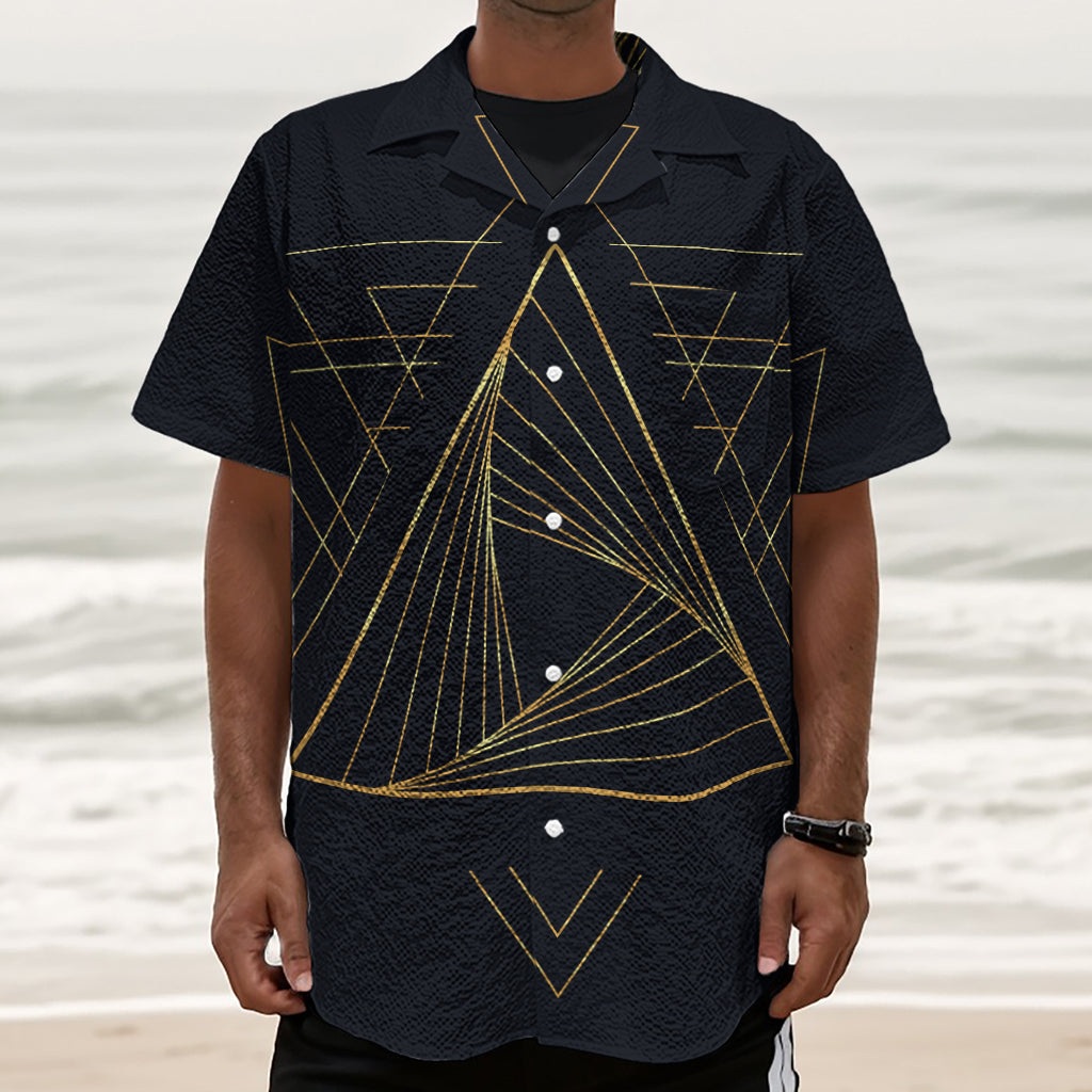 Golden Pyramid Print Textured Short Sleeve Shirt