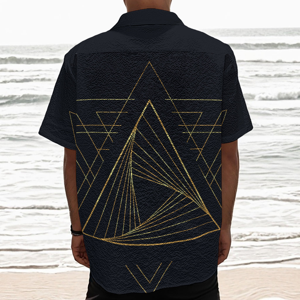 Golden Pyramid Print Textured Short Sleeve Shirt