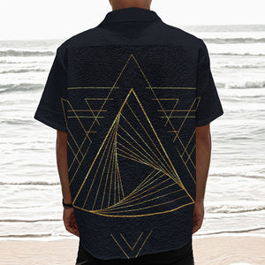 Golden Pyramid Print Textured Short Sleeve Shirt