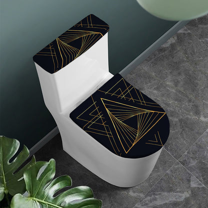 Golden Pyramid Print Toilet Lid And Tank Cover Set