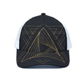 Golden Pyramid Print White Mesh Trucker Hat