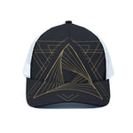 Golden Pyramid Print White Mesh Trucker Cap