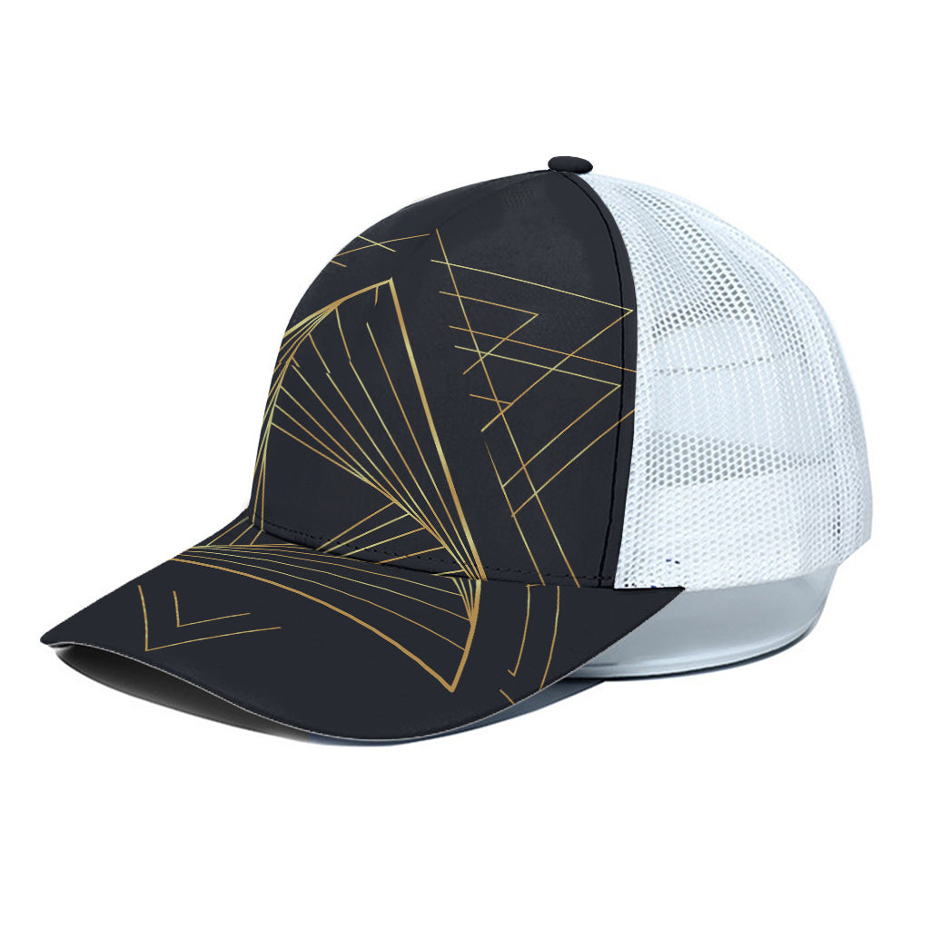 Golden Pyramid Print White Mesh Trucker Cap