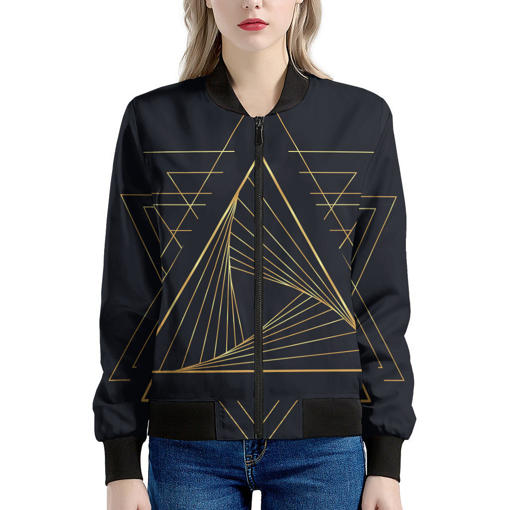 Golden Pyramid Print Women's Bomber Jacket