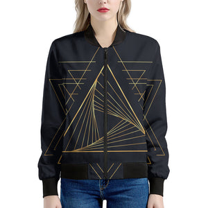 Golden Pyramid Print Women's Bomber Jacket