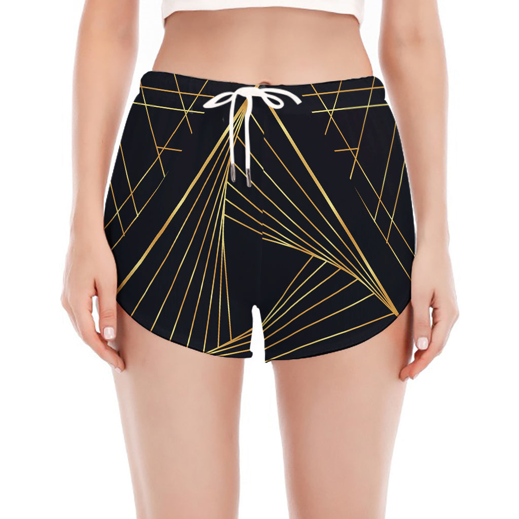 Golden Pyramid Print Women's Split Running Shorts