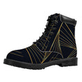 Golden Pyramid Print Padded Collar Lace Up Boots