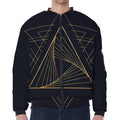 Golden Pyramid Print Zip Sleeve Bomber Jacket